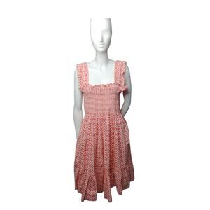 Women's size XL Smocked Fit & Flare Ruffle Cottagecore Boho Beachy Summer Dress